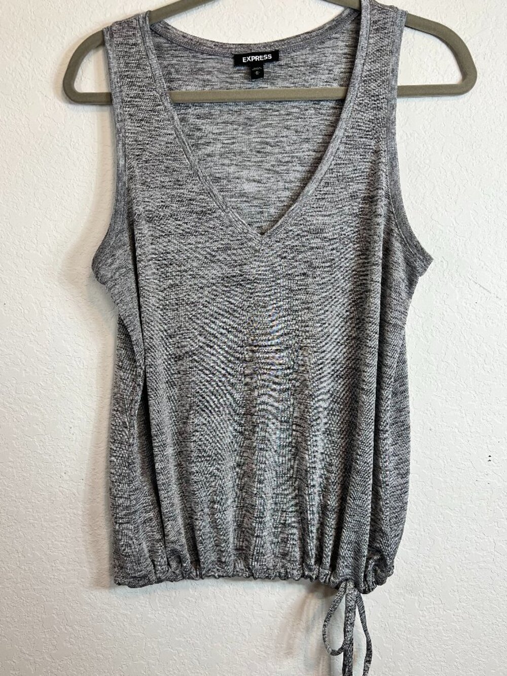 Express Gray Metallic Shimmer Sleeveless‎ V-Neck Side Tie Tank Top M